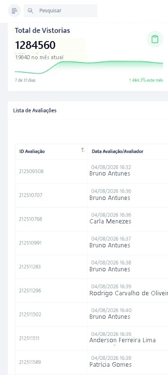 Sistema MTA Manager exibido em um celular
